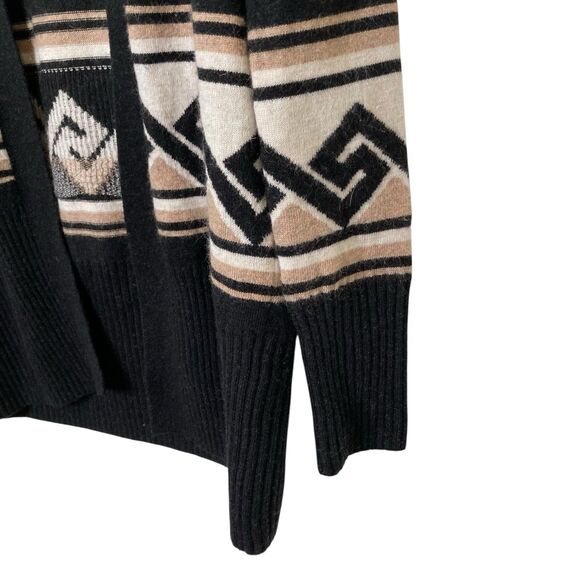 Talula Womens XXS Black Ivory Abstracy Tribal Knit Open Front Cardigan Waterfall - Picture 5 of 11